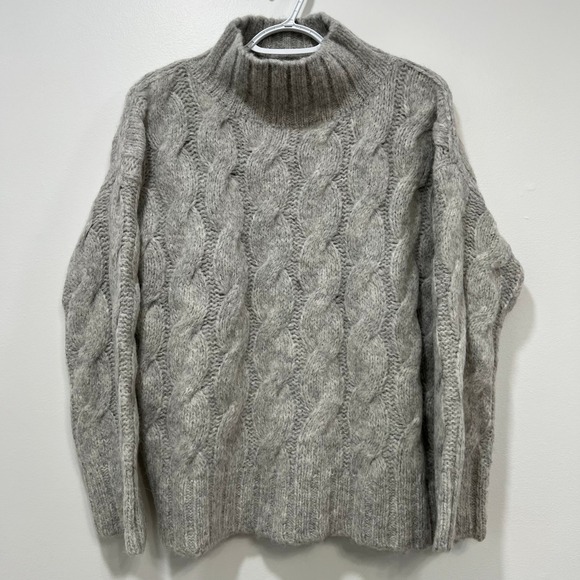 Eleven Six Womens Sweater Small Gray‎ NWT $448 Baby Alpaca Wool Cable Knit Mock - Picture 1 of 7